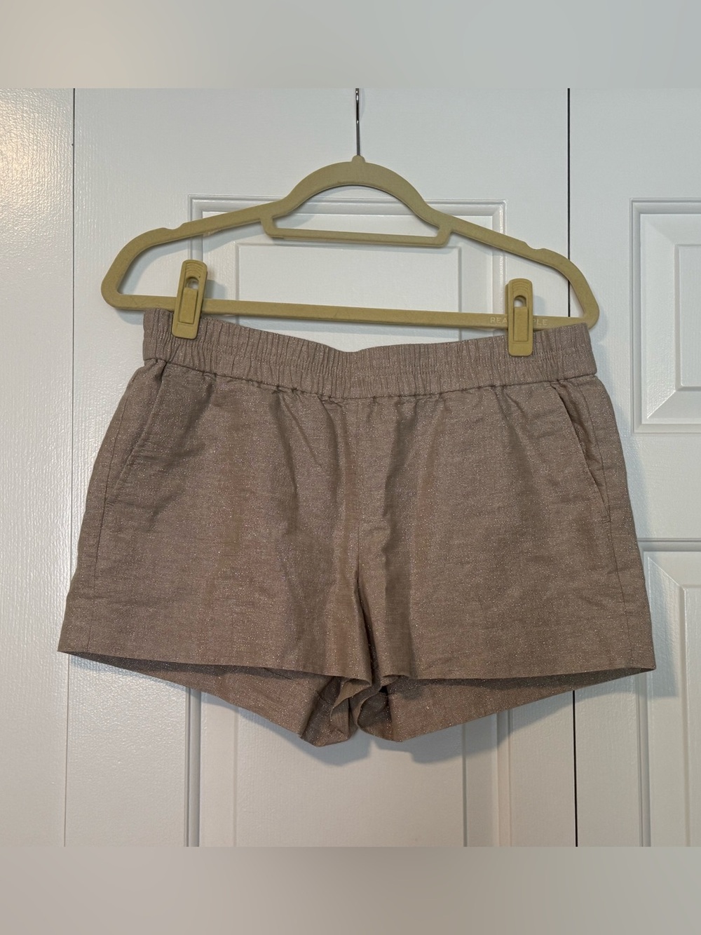 J. Crew Factory size 10 Shimmery Taupe Boardwalk Elastic-Waist Shorts